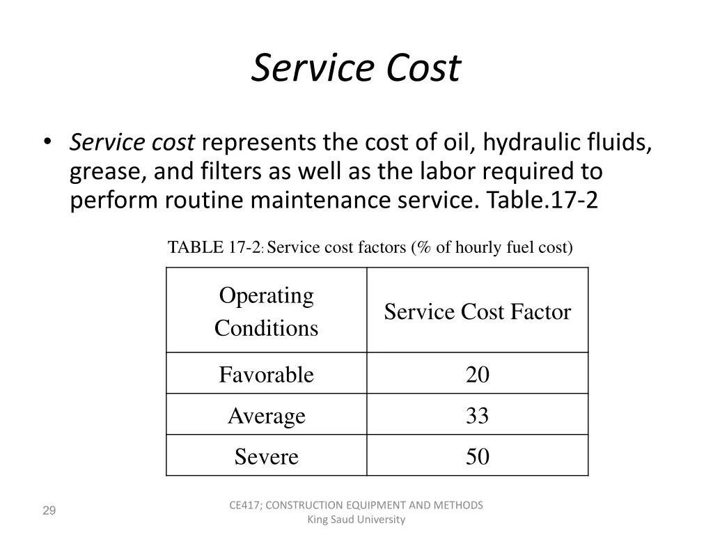 service cost