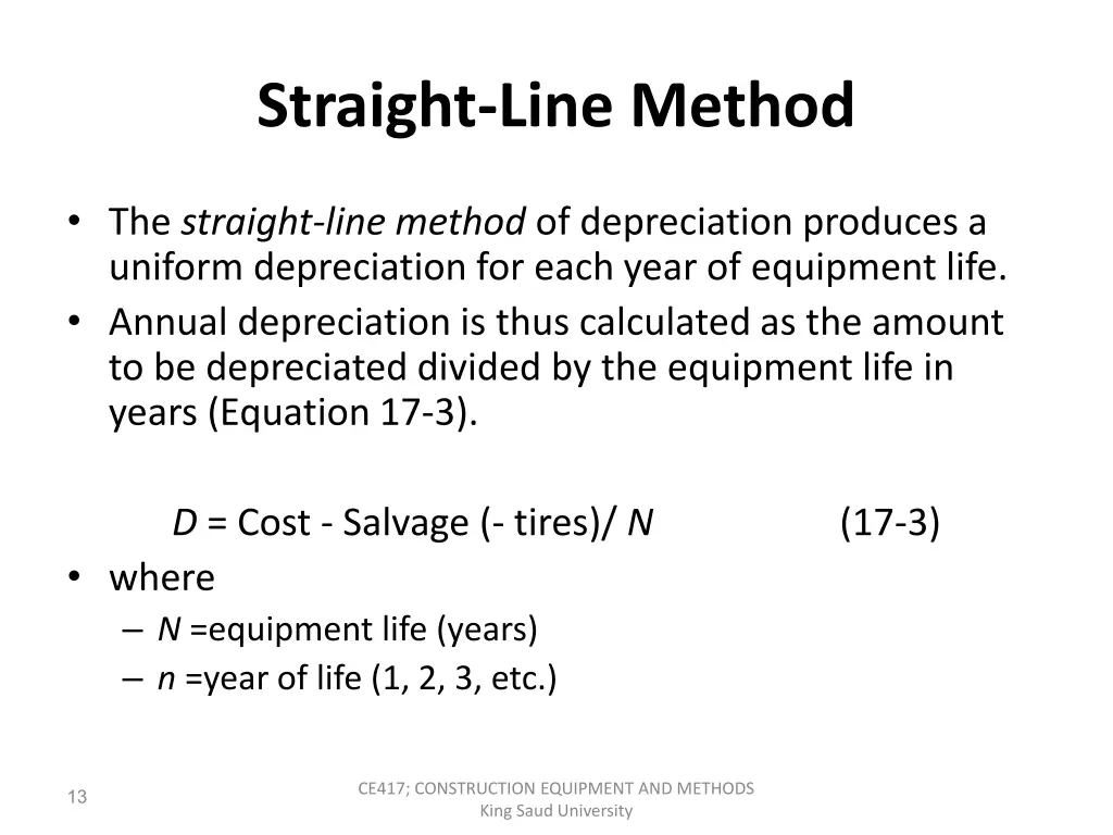 straight line method