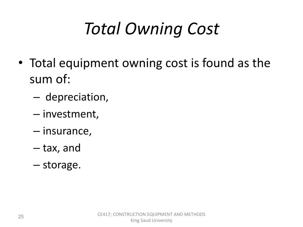 total owning cost