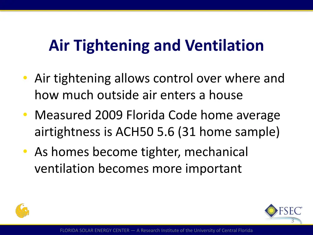 air tightening and ventilation