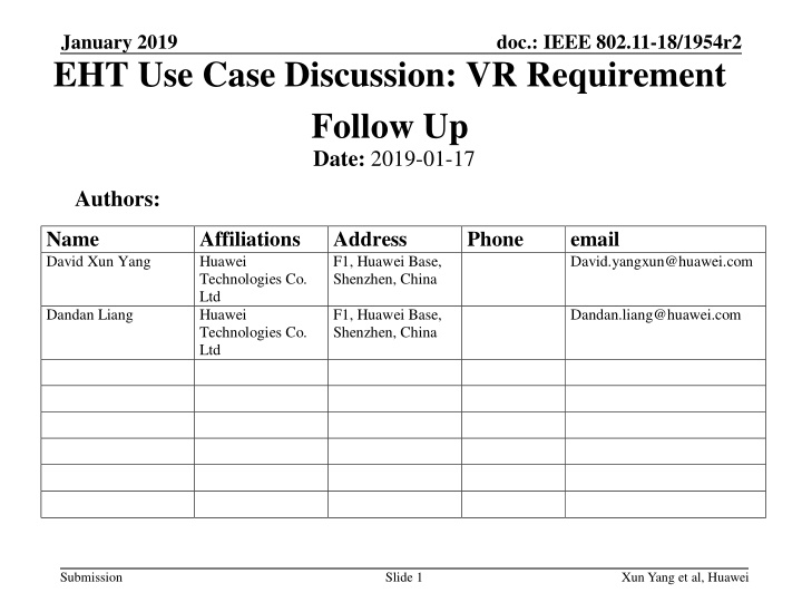 january 2019 eht use case discussion