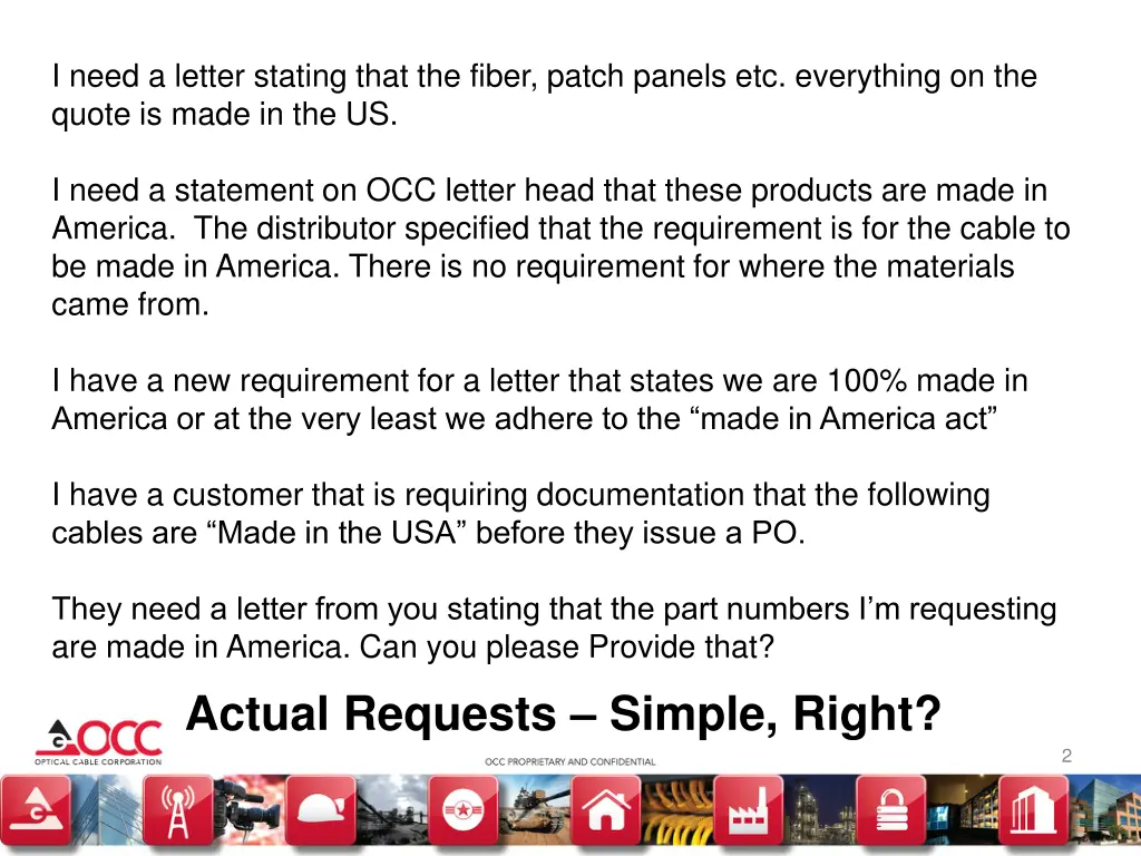 i need a letter stating that the fiber patch