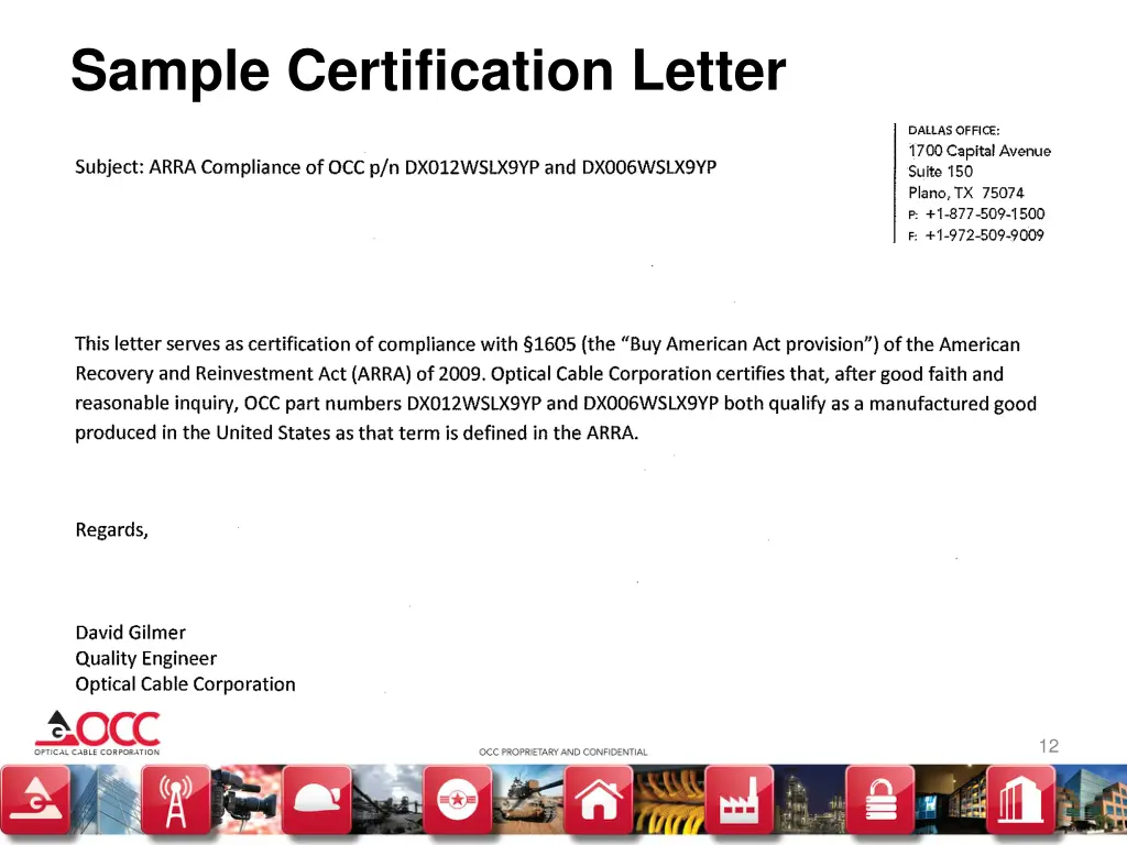 sample certification letter