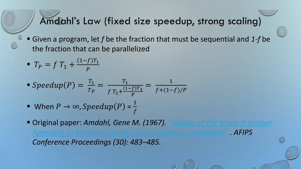 amdahl s law fixed size speedup strong scaling