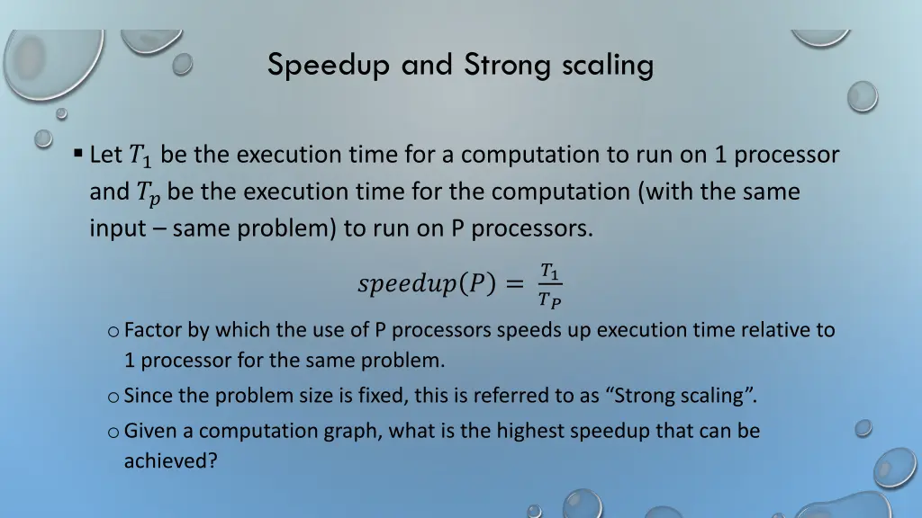 speedup and strong scaling