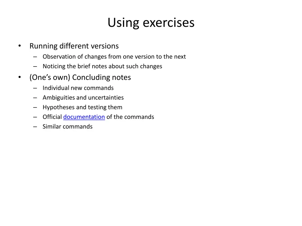 using exercises