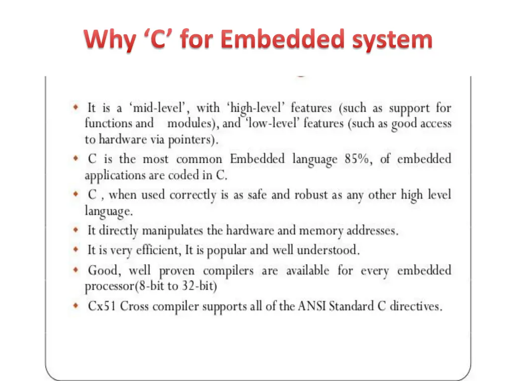 why c for embedded system