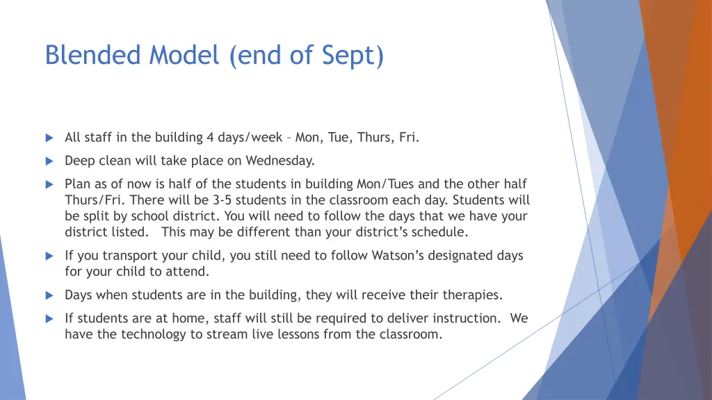 blended model end of sept