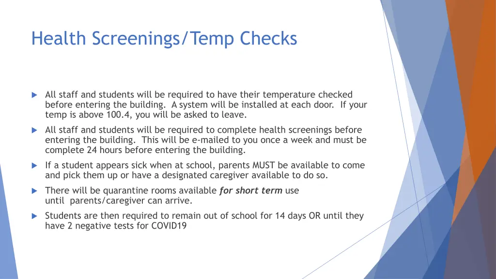 health screenings temp checks