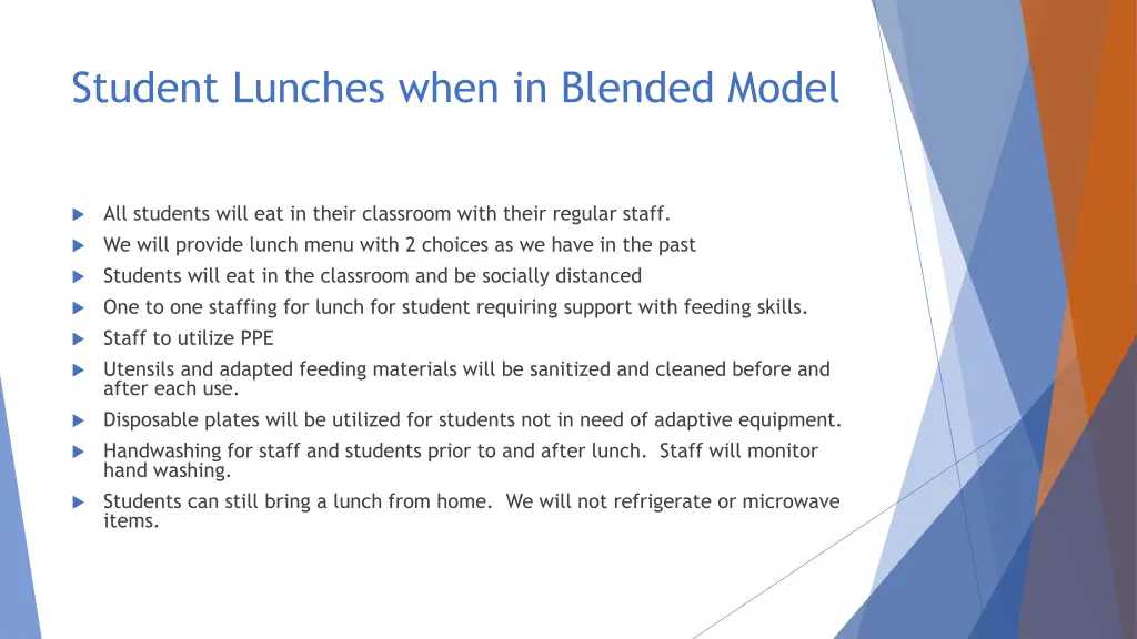 student lunches when in blended model