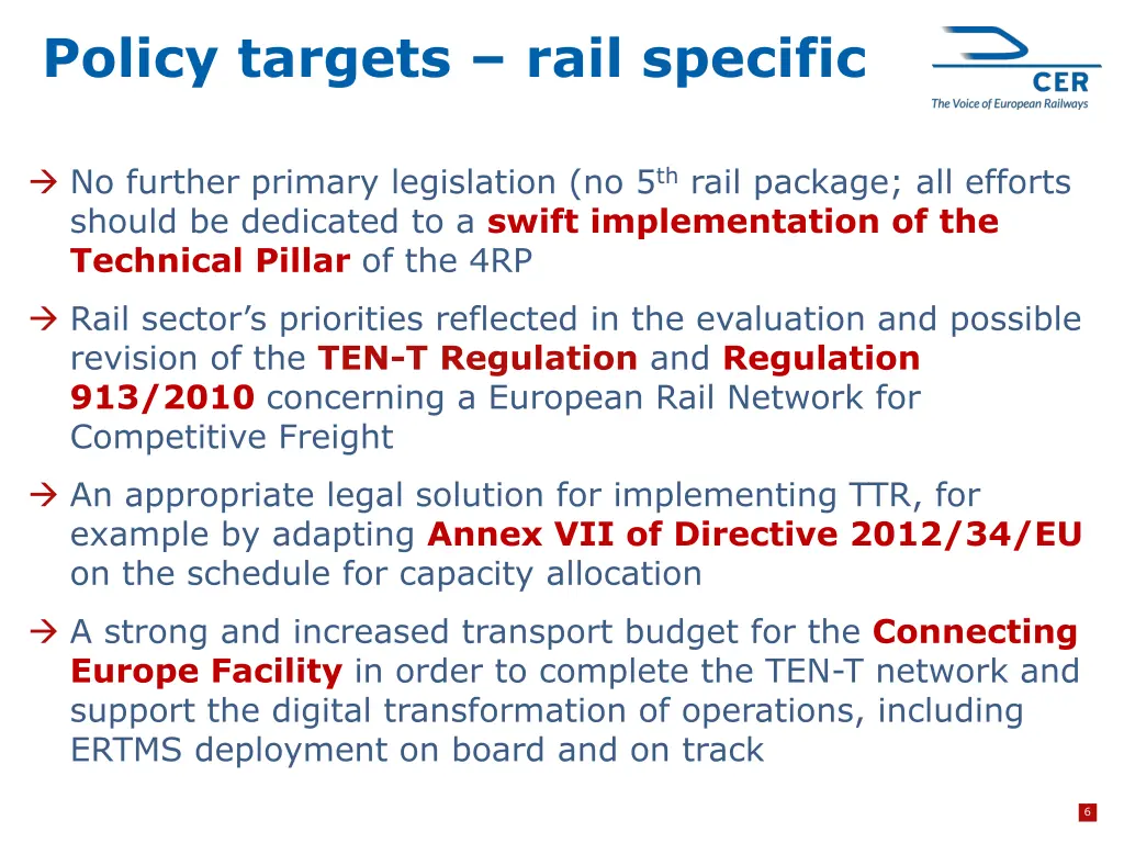 policy targets rail specific
