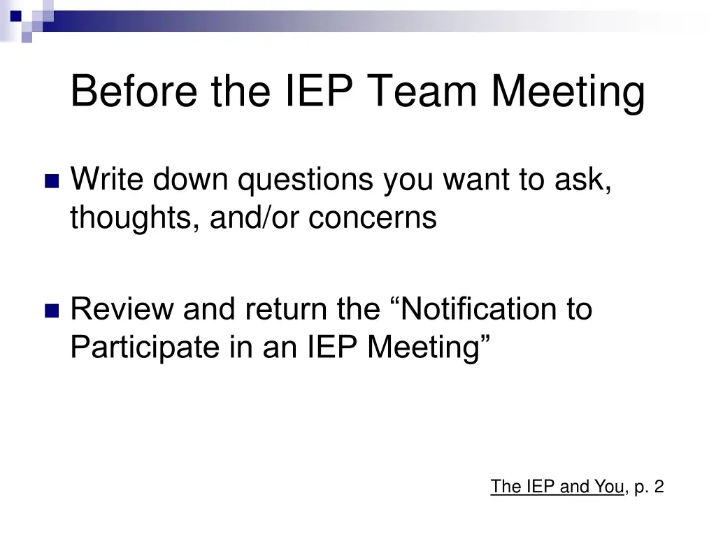 before the iep team meeting 1