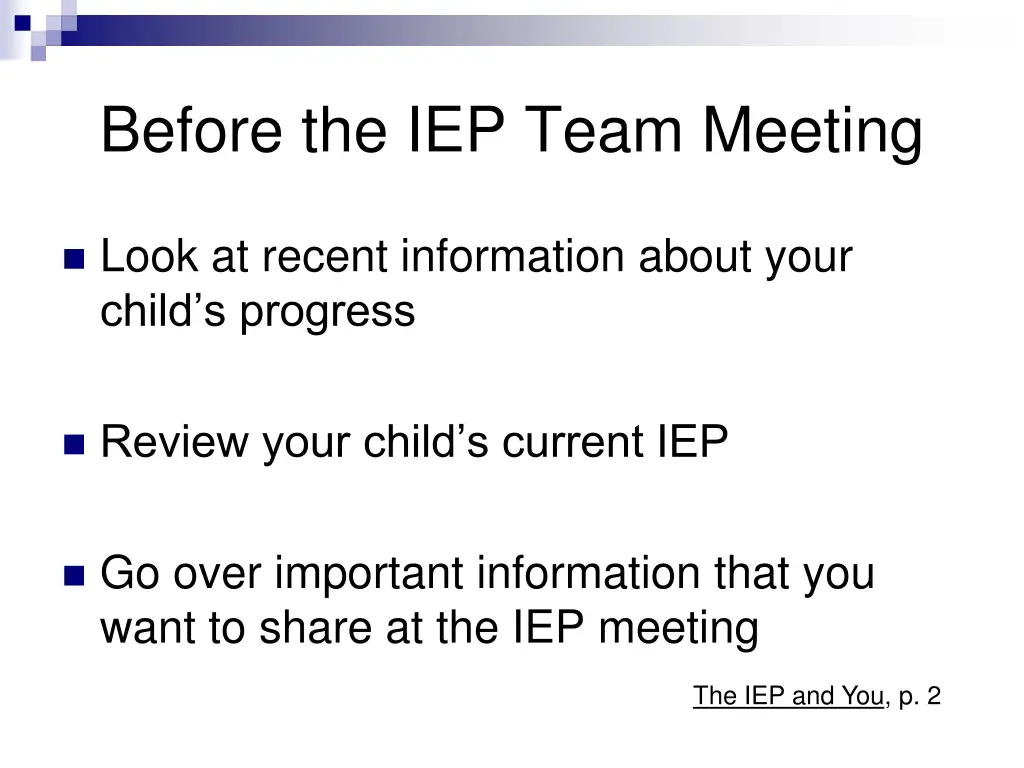 before the iep team meeting 2