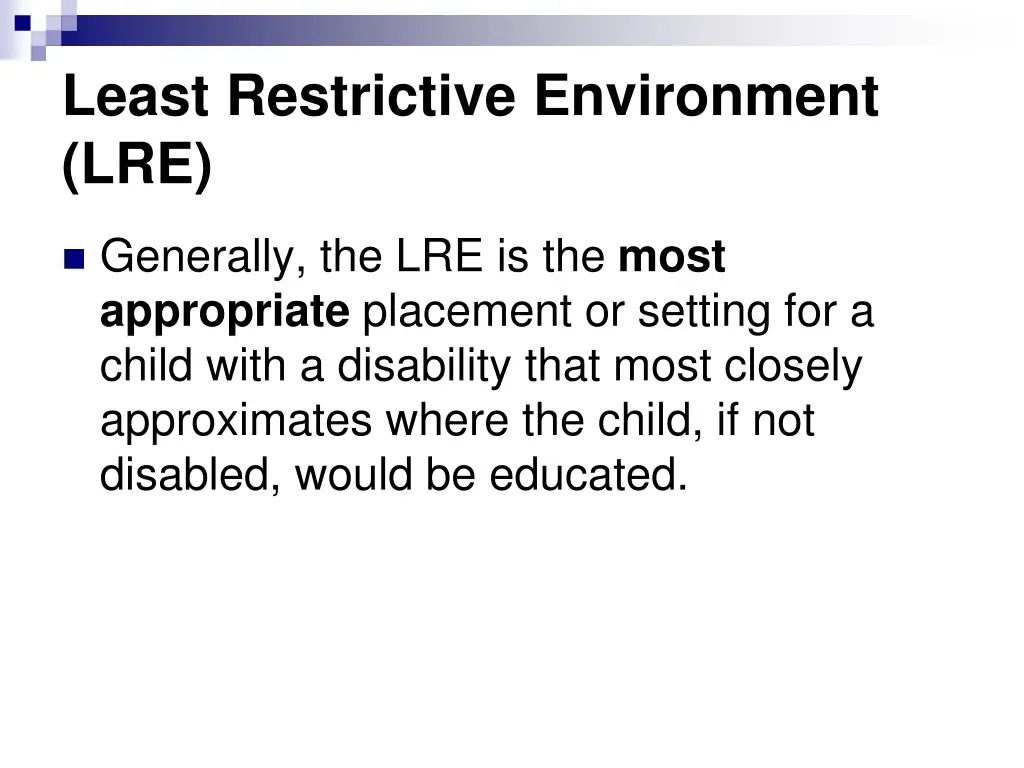 least restrictive environment lre 1
