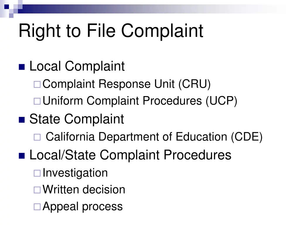 right to file complaint