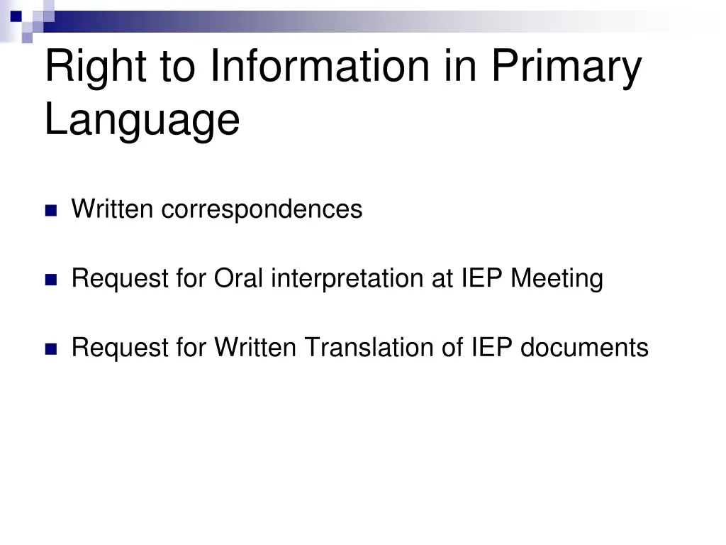 right to information in primary language
