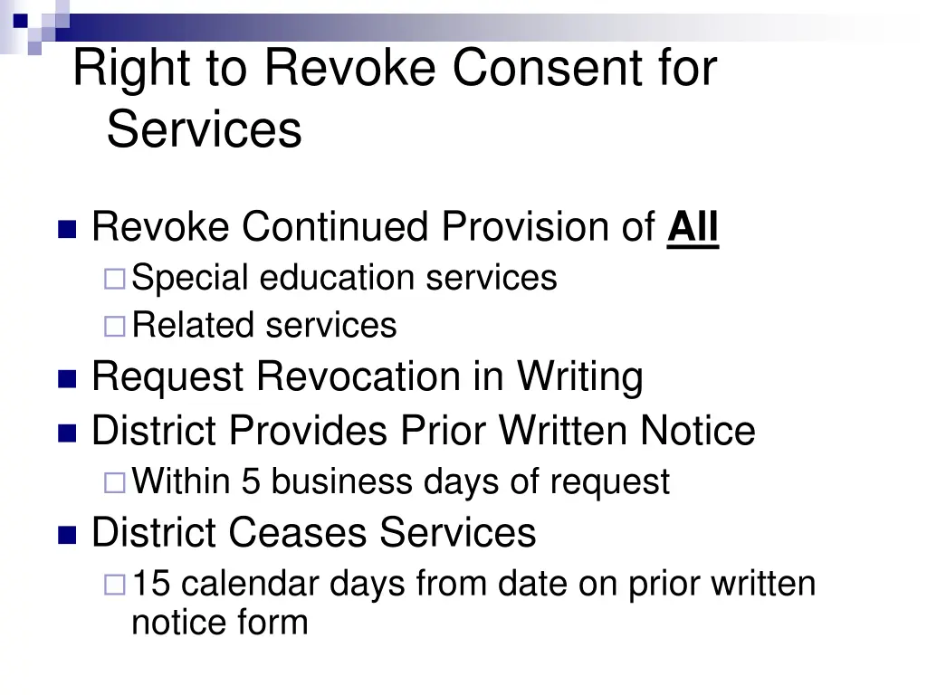 right to revoke consent for services