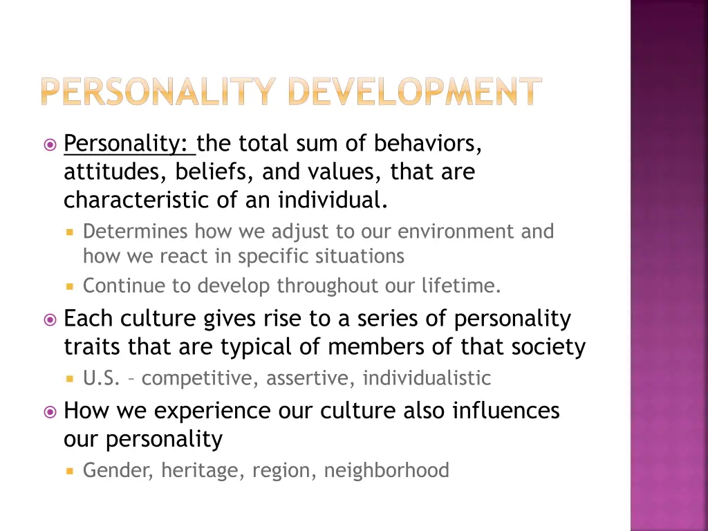personality development