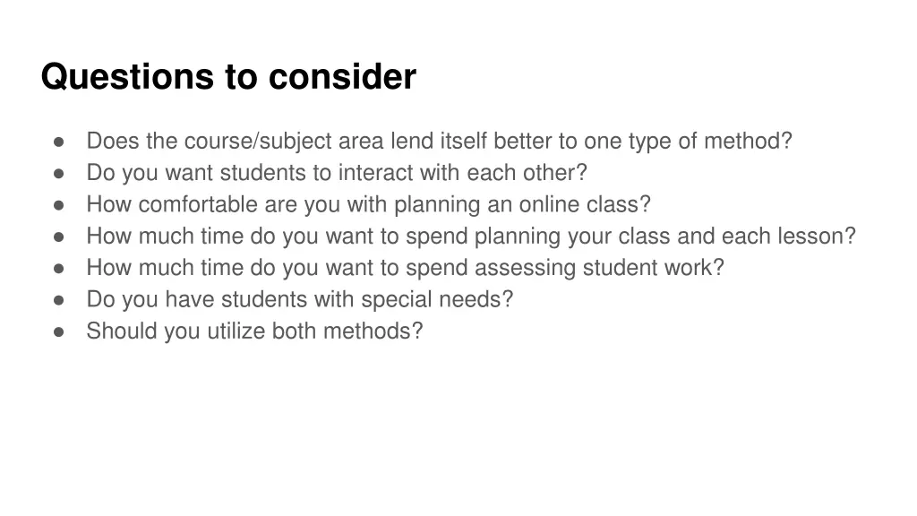 questions to consider