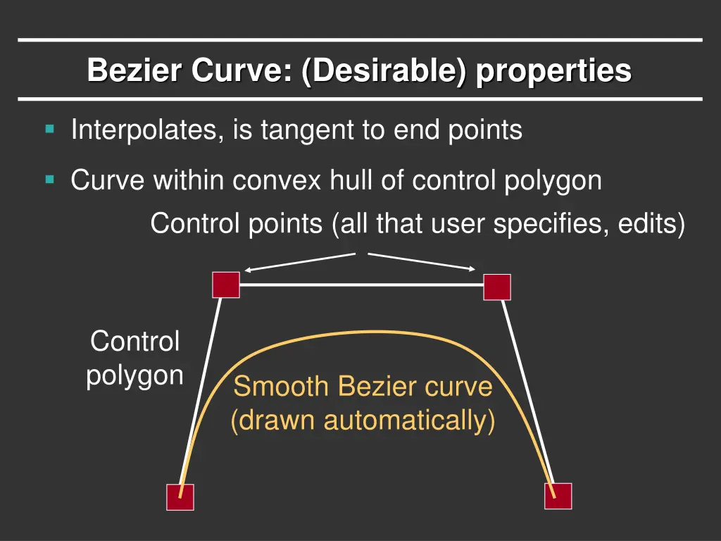 bezier curve desirable properties