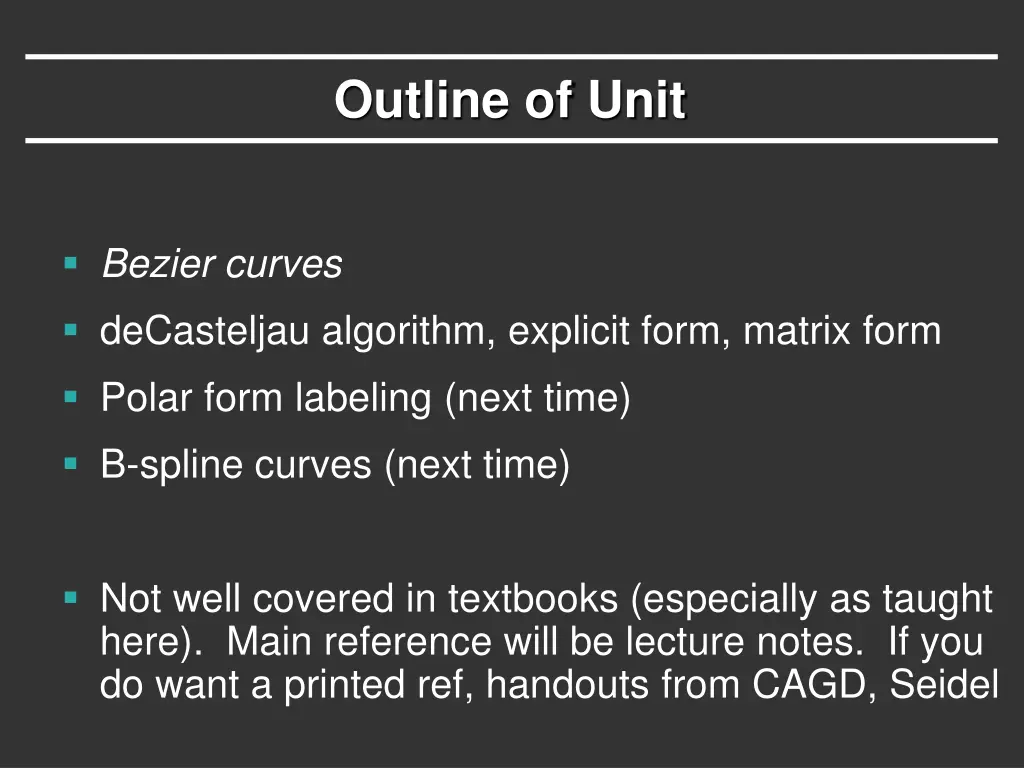 outline of unit
