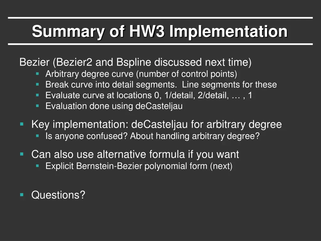 summary of hw3 implementation