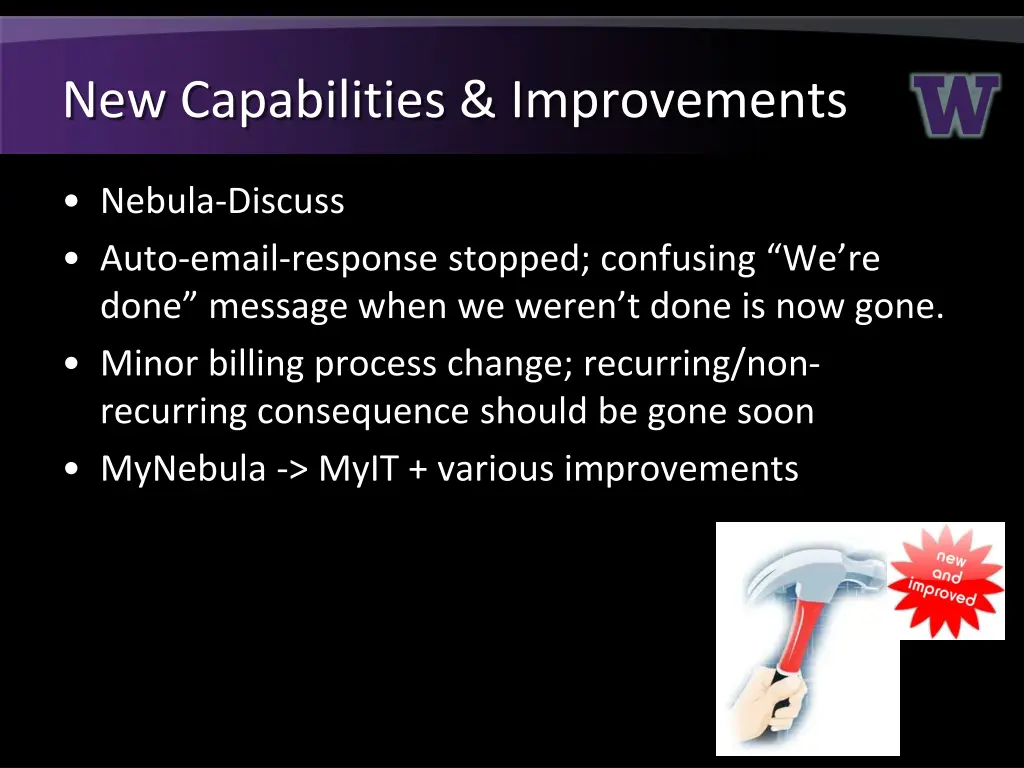 new capabilities improvements