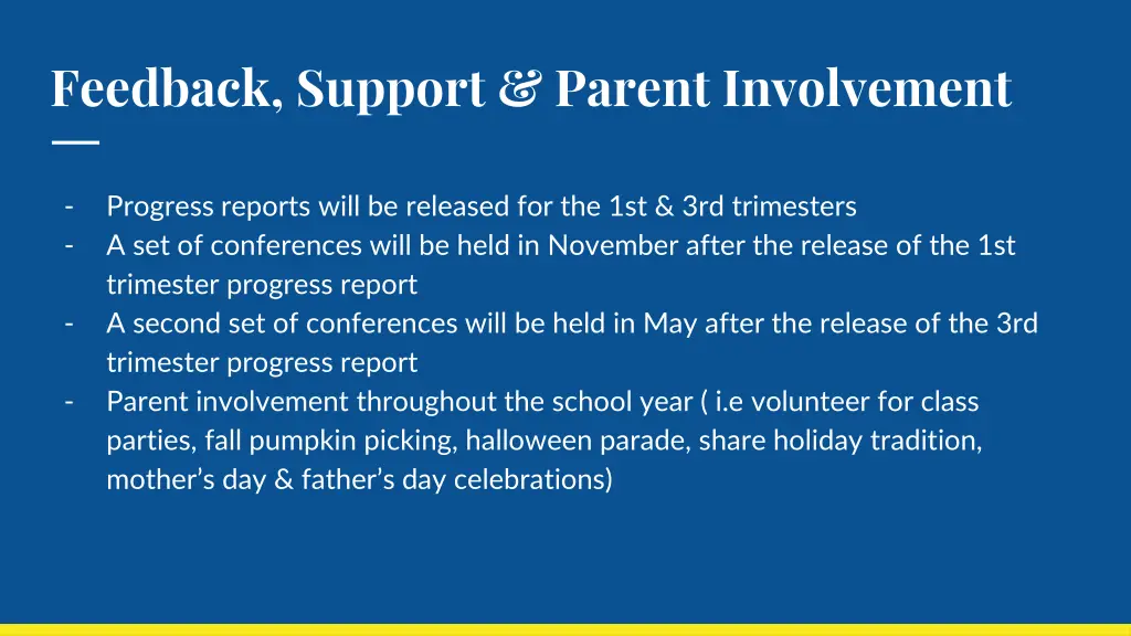feedback support parent involvement