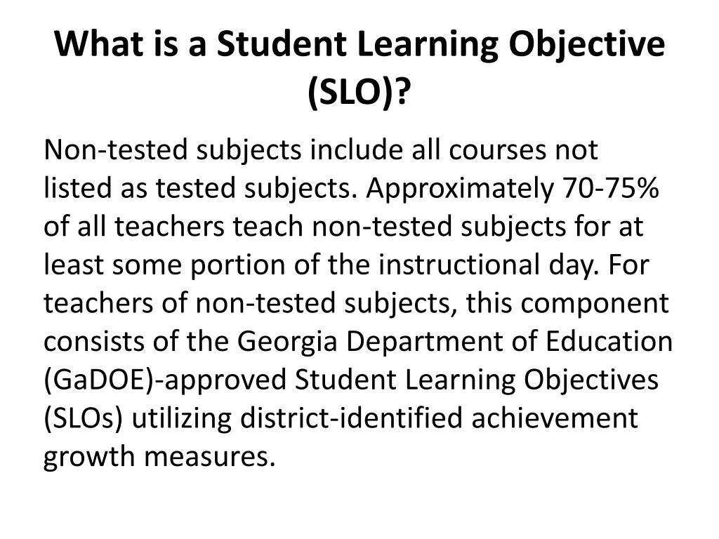 what is a student learning objective slo 1