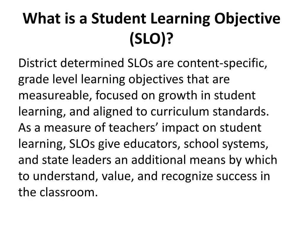 what is a student learning objective slo 2