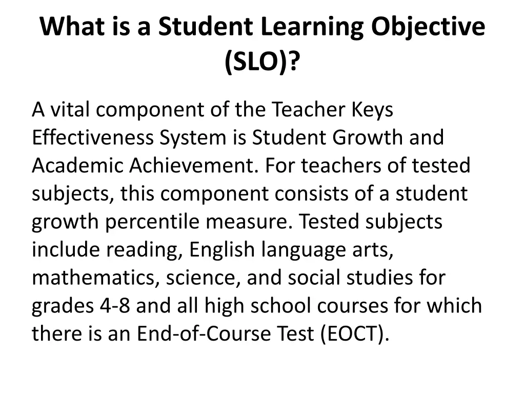 what is a student learning objective slo
