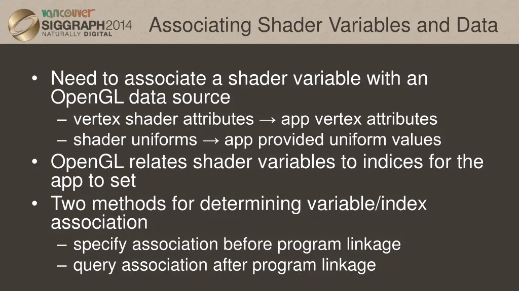 associating shader variables and data