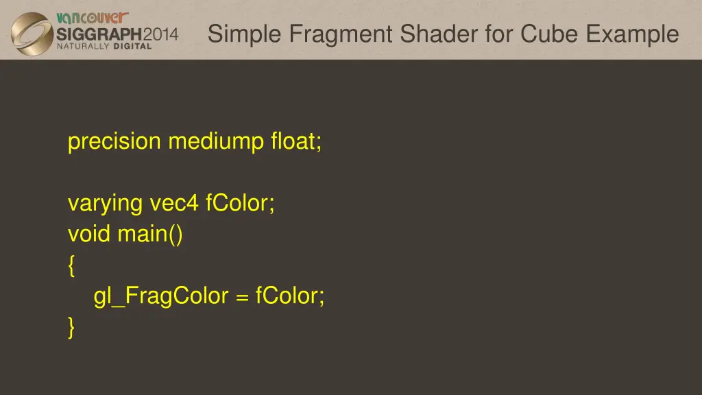 simple fragment shader for cube example