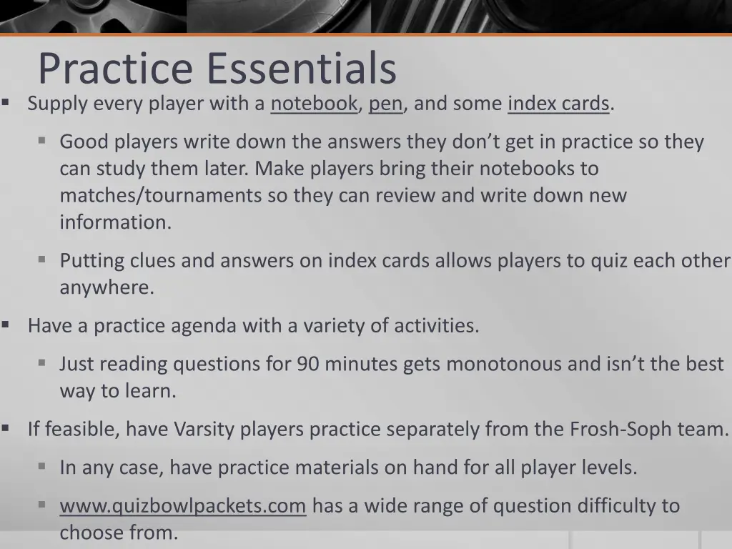 practice essentials supply every player with