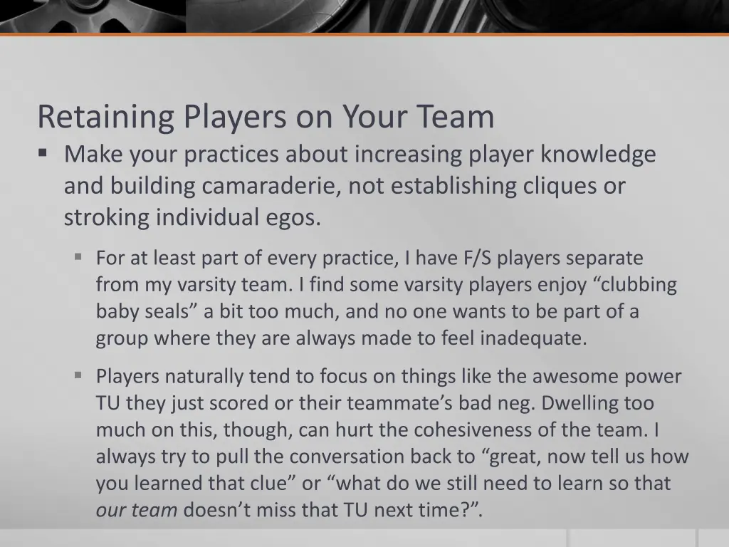 retaining players on your team make your