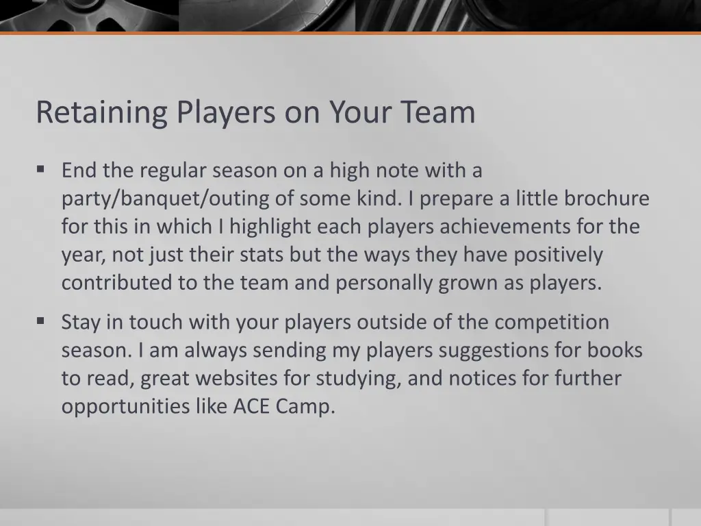 retaining players on your team