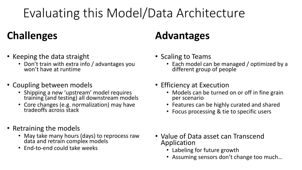 evaluating this model data architecture