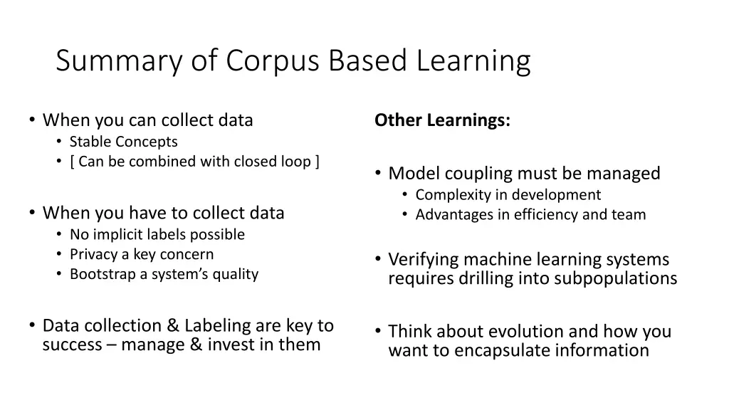 summary of corpus based learning