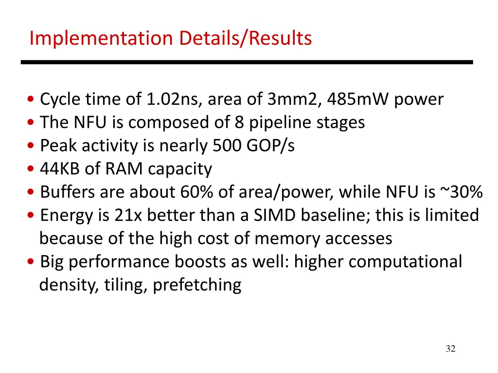 implementation details results