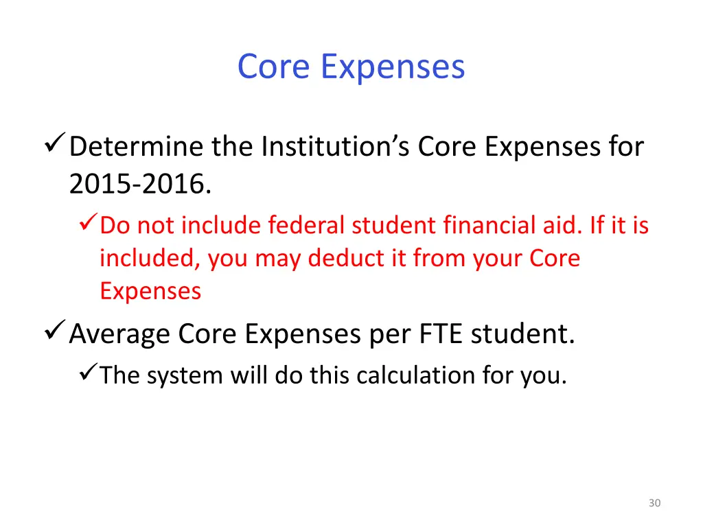 core expenses 2