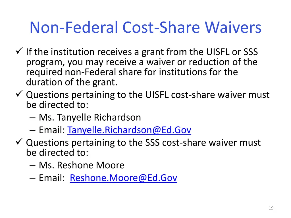 non federal cost share waivers