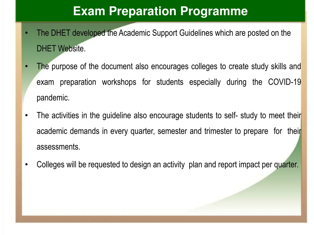 exam preparation programme