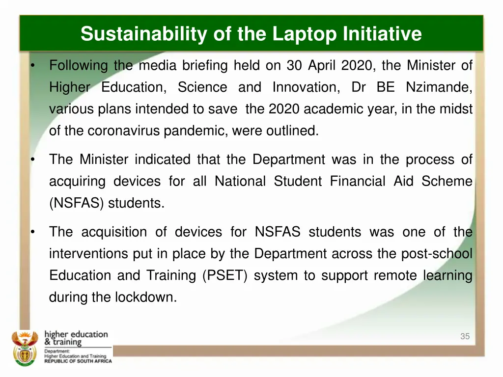 sustainability of the laptop initiative