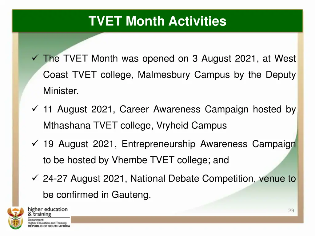 tvet month activities