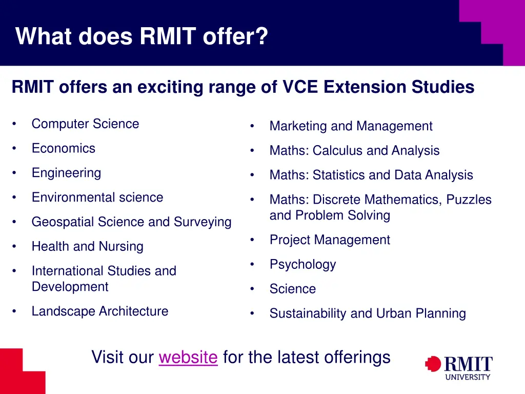 what does rmit offer
