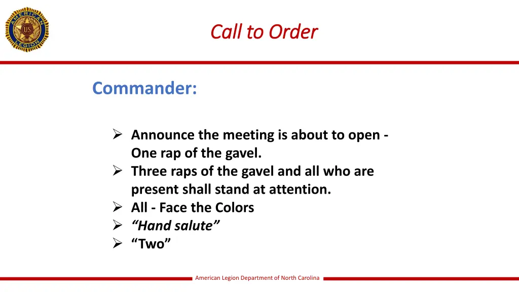 call to order call to order