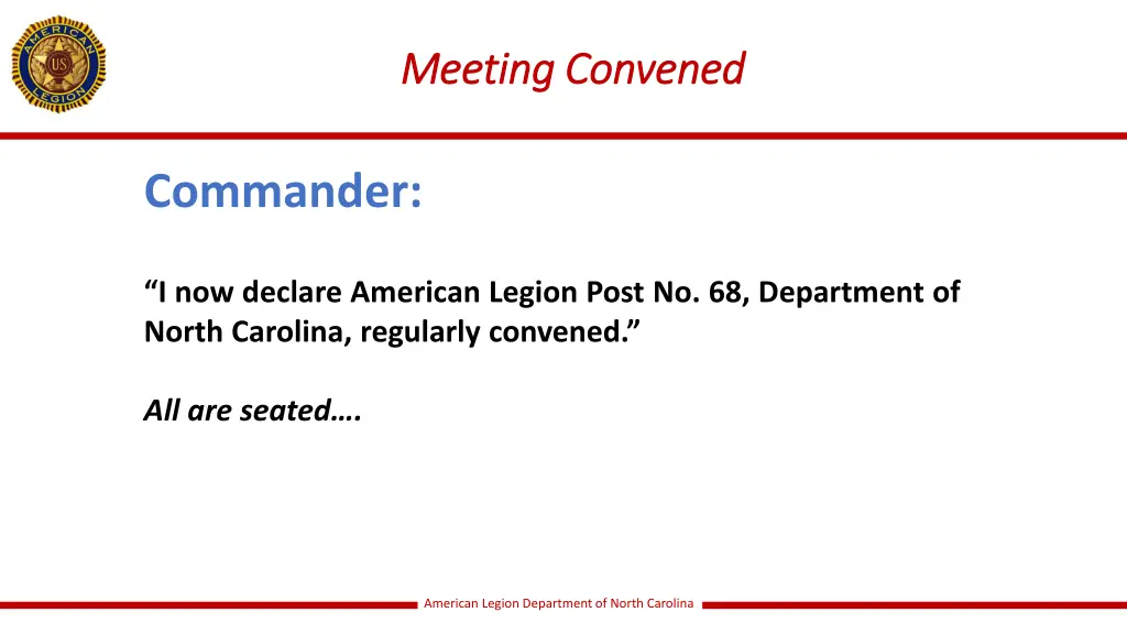meeting convened meeting convened