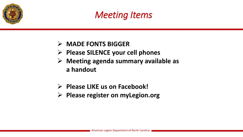 meeting items meeting items