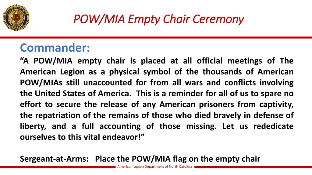 pow mia empty chair ceremony pow mia empty chair
