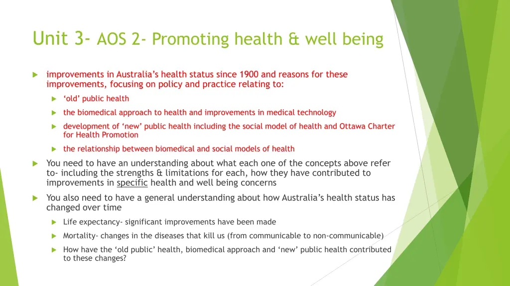 unit 3 aos 2 promoting health well being